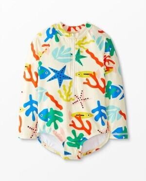 Hanna Andersson Girls 10 Swim One Piece Rash Guard Ocean Sea Creature Swimsuit